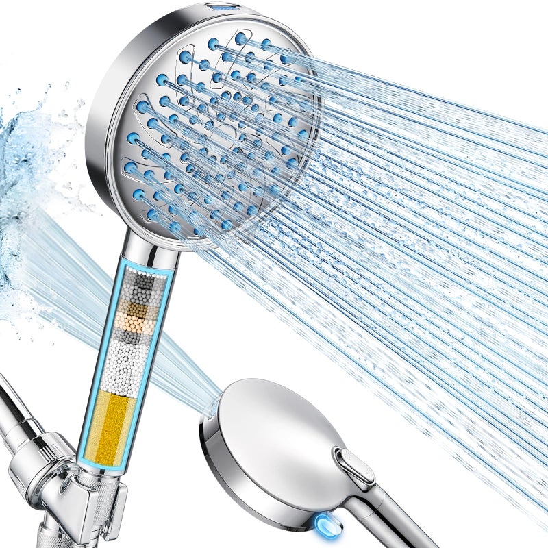 Cobbe Filtered Shower Head with Handheld, High Pressure 7-mode Showerhead with Filters for Hard Water - Remove Chlorine - Reduces Dry Itchy Skin, Patented Paddle Shift Design, Chrome - Image 1