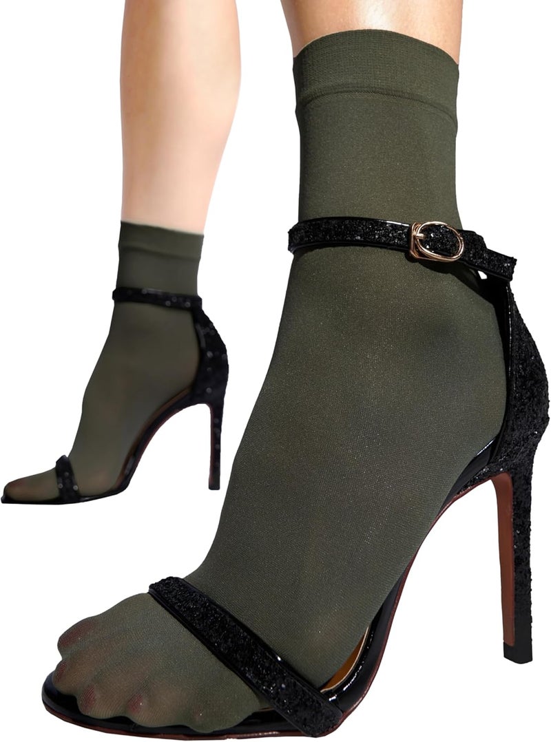 sofsy Italian High-Fashioned Ankle Socks - 40 Den Semi Sheer Nylon Stockings for Women | Durable, Soft, Low-Cut Design - Image 1