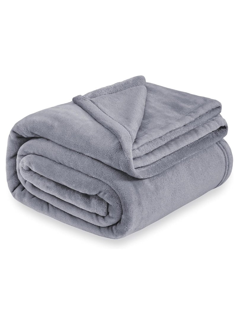 سكاي تاتش Twin Fleece Blanket 150x200cm 270GSM Super Soft Lightweight Bed Blanket Plush Fuzzy Cozy Luxury Microfiber Throw Blanket for Home Office Dorm Bed Sofa Chair Couch Travel Camping Grey  - Image 1
