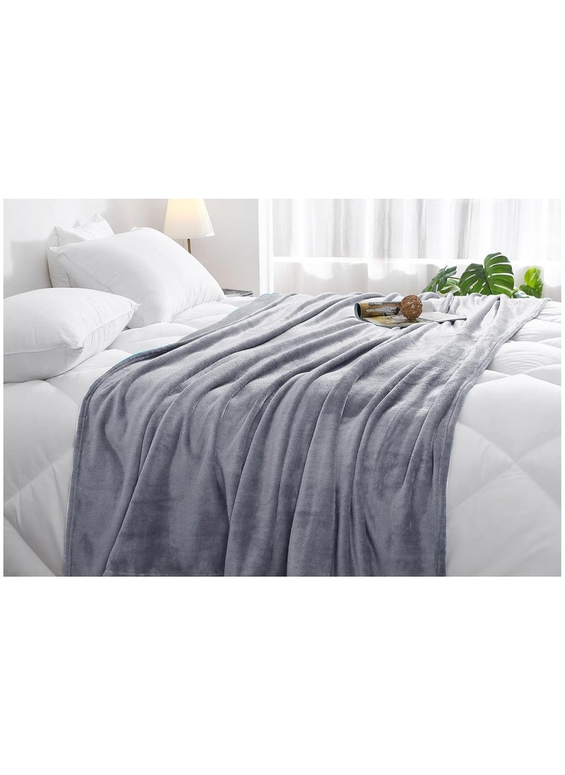 سكاي تاتش Twin Fleece Blanket 150x200cm 270GSM Super Soft Lightweight Bed Blanket Plush Fuzzy Cozy Luxury Microfiber Throw Blanket for Home Office Dorm Bed Sofa Chair Couch Travel Camping Grey  - Image 4