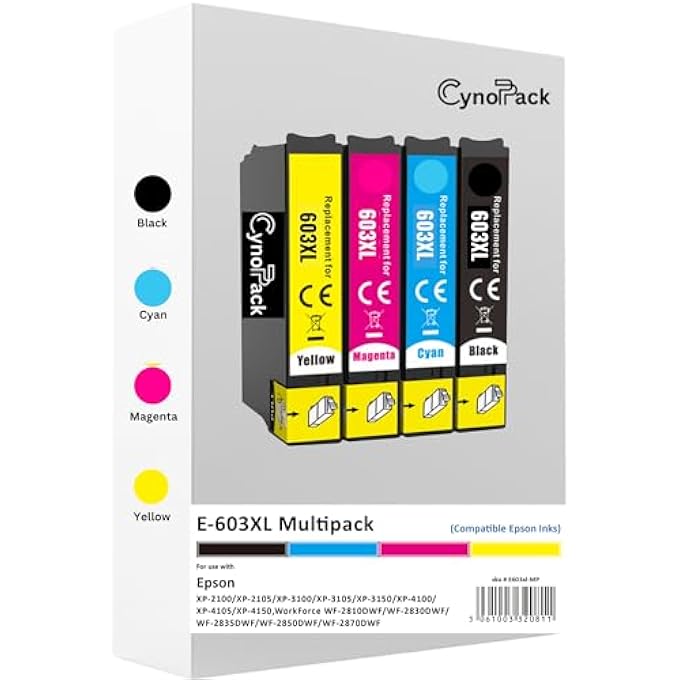 603XL EPSON COMPATIBLE INK CARTRIDGES MULTIPACK FOR EPSON EXPRESSION HOME XP-2100 XP-2105 XP-3100 XP-3105 XP-4100 XP-4105 WF-2810DWF WF-2830DWF WF-2835DW STARFISH INKS PRINTER - Image 1