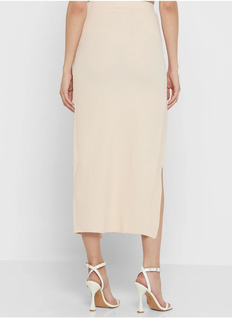 LASULA High Waist Side Split Skirt