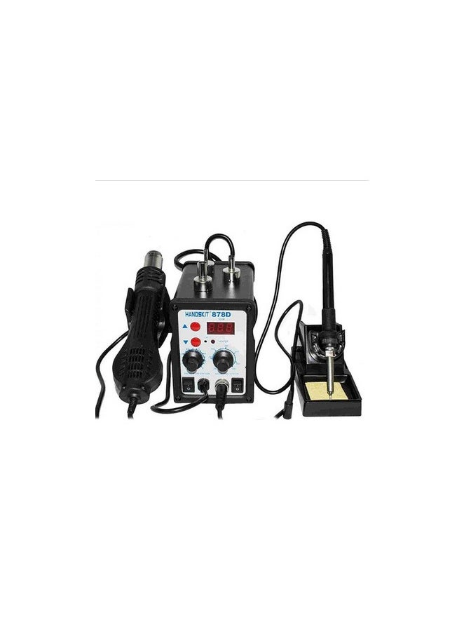 هاندسكيت - ⭐ HANDSKIT 878D for Soldering and Desoldering SMD and Soldering Irons ..  hot air s Hot Air Gun Soldering Station Adjustable Temperature Heat Gun Rework Soldering Iron Station digital display and control  هوت اير بشاشة عرض وتحكم ديجيتال مع كاوية لحام لفك وتركيب القطع الالكترونية - Image 1