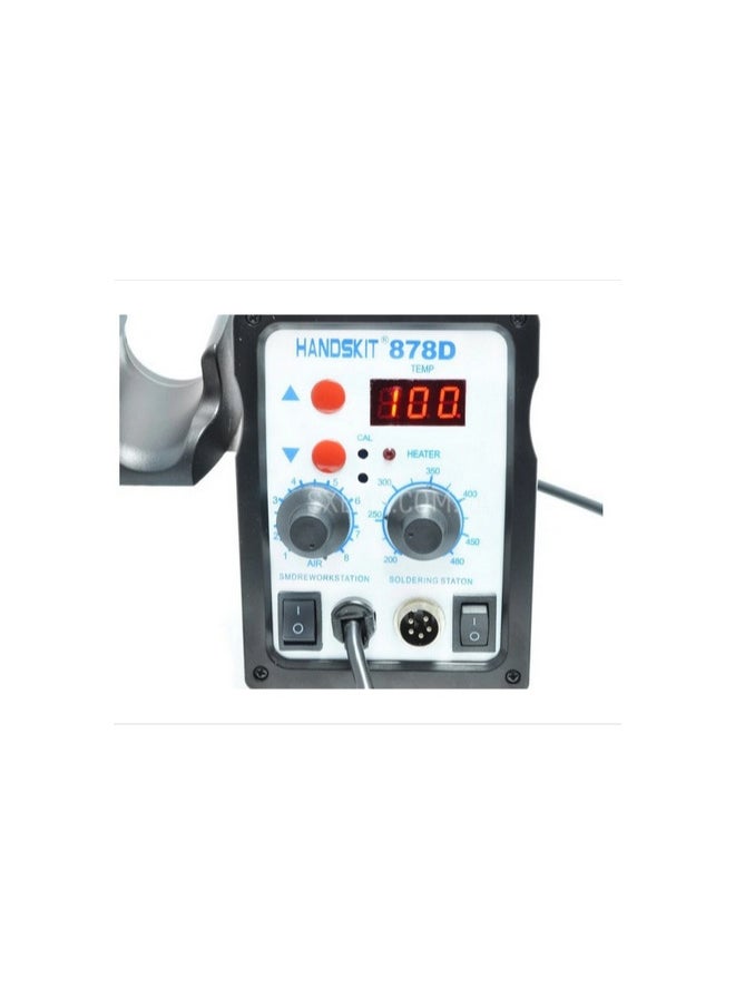 هاندسكيت - ⭐ HANDSKIT 878D for Soldering and Desoldering SMD and Soldering Irons ..  hot air s Hot Air Gun Soldering Station Adjustable Temperature Heat Gun Rework Soldering Iron Station digital display and control  هوت اير بشاشة عرض وتحكم ديجيتال مع كاوية لحام لفك وتركيب القطع الالكترونية - Image 1
