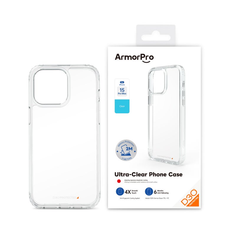 ارمور برو كفر شفاف، iPhone 15 Pro Max، تقنية D3O clear - Image 1