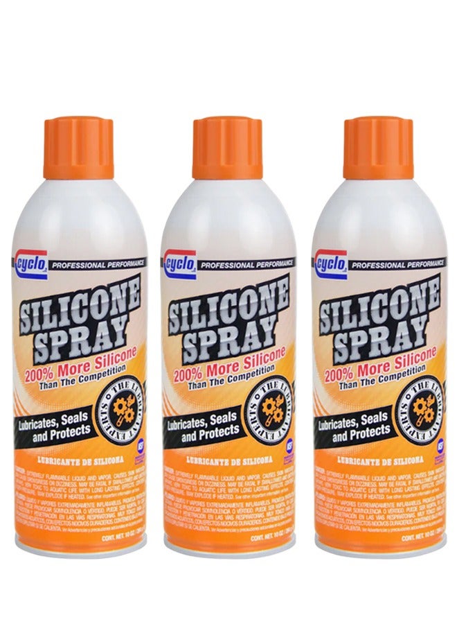cyclo Silicone Spray Lubricant 3PCS 430ml Each Multi Purpose Clear Silicone Oil for Rubber Plastic Metal Vinyl Wood Anti Squeak Lubrication, Water Resistant Protection for Doors Windows Hinges Locks Seals Hoses Tools Automotive Household Industrial Use - Image 1