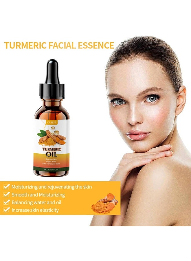 OUHOE Turmeric Oil, Turmeric Dark Spot Correcting Serum Oil, Turmeric Repair Face Serum, Natural Turmeric Bright Skin Dark Spot Skin Care Moisturizing Repair Serum, Turmeric Oil for Face Dark Spots 30ml - Image 2