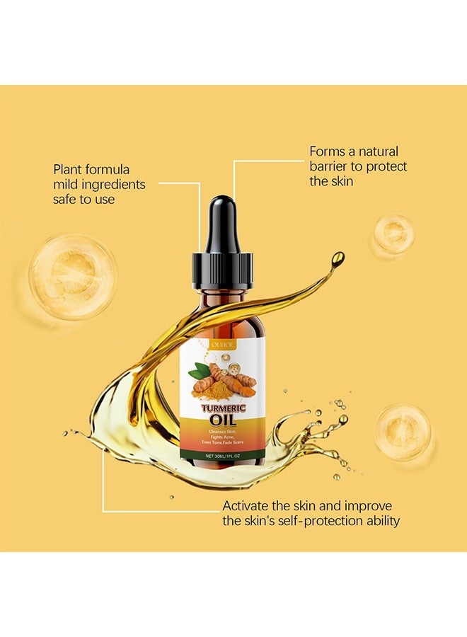 OUHOE Turmeric Oil, Turmeric Dark Spot Correcting Serum Oil, Turmeric Repair Face Serum, Natural Turmeric Bright Skin Dark Spot Skin Care Moisturizing Repair Serum, Turmeric Oil for Face Dark Spots 30ml - Image 4