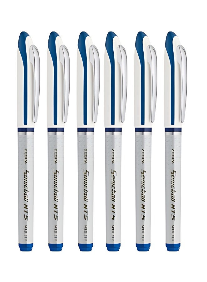ZEBRA 6 Piece Sonicball NT5 Liquid Ink Pen Blue Smooth Writing Experience  - Image 1