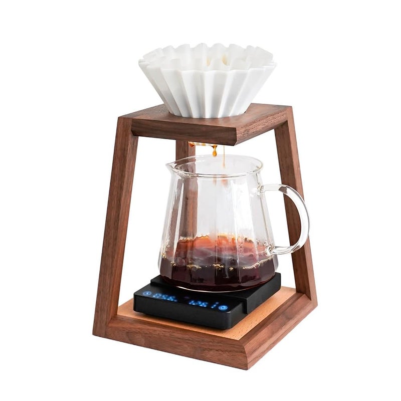 watchget Pour Over Coffee Station Coffee Dripper Stand Wooden Drip Station Pour Over Coffee Maker Stand Filter Holder