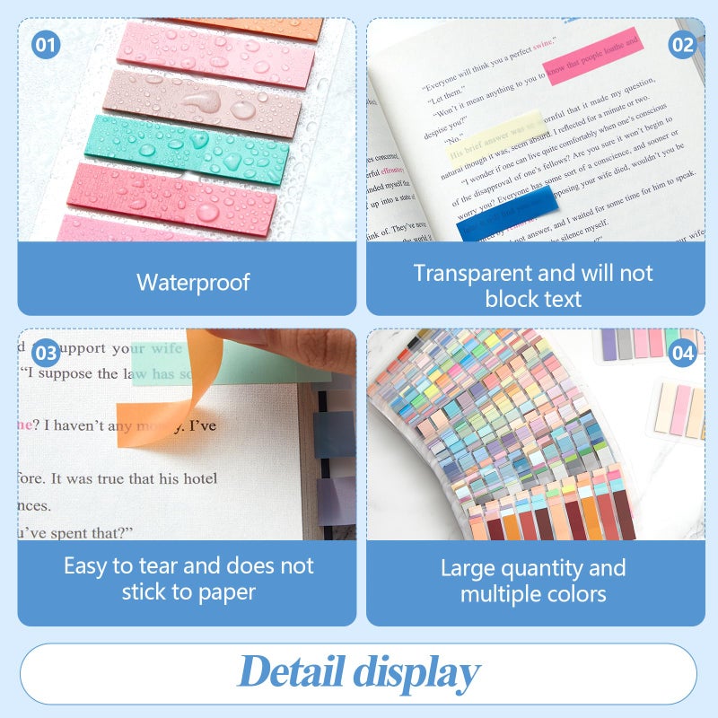 ReliThick 9600 Pcs Annotation tabs Sticky Tabs for Books Transparent Sticky Notes 48 Color Writable Page Markers Book Flags Strip for Annotating Reading Supplies Bookish Gift - Image 4