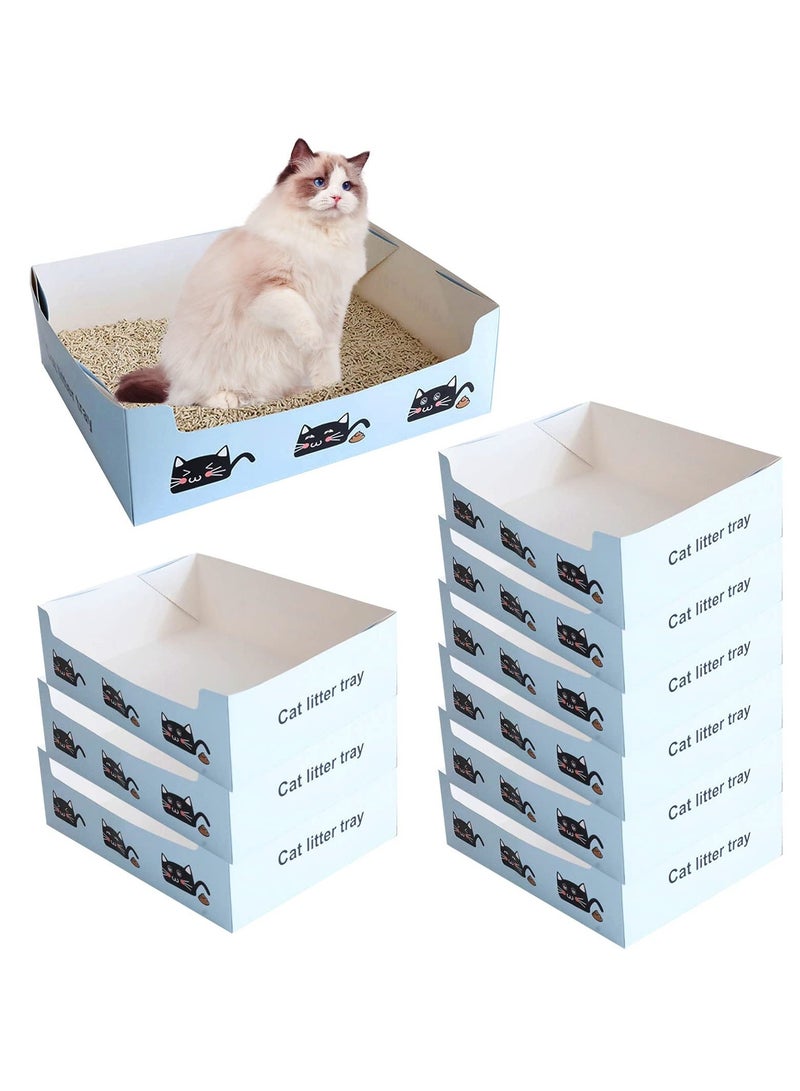 Generic Disposable Litter Boxes for Cats, 10 Pack Foldable Waterproof Travel Litter Tray, Portable Cardboard Liner Cat Litter Tray for Cat Small Pet Indoor Outdoor Travel (15.4 x 11.4 x 4.72 inches)  - Image 1