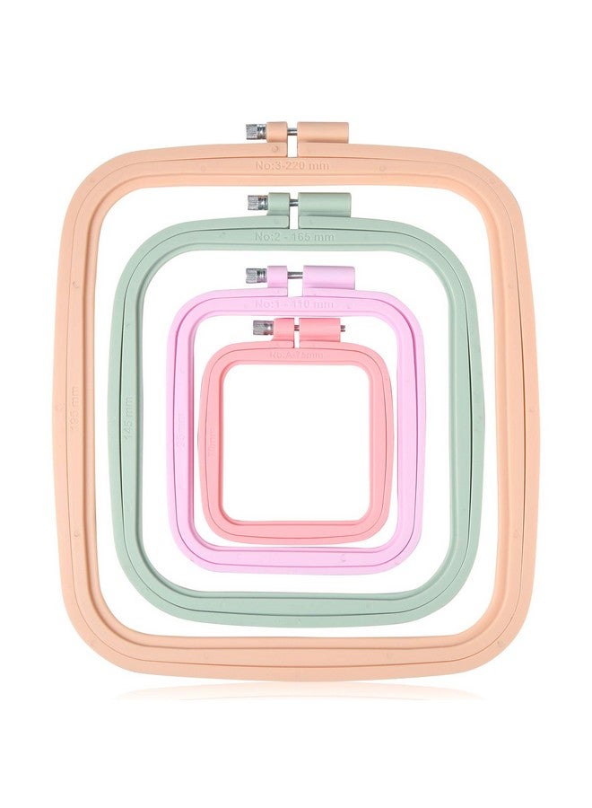 Pllieay 4 Pieces 4 Sizes Square Embroidery Hoops, Cross Stitch Hoop And Abs Plastic Embroidery Hoops For Diy Embroidery Project  - Image 1