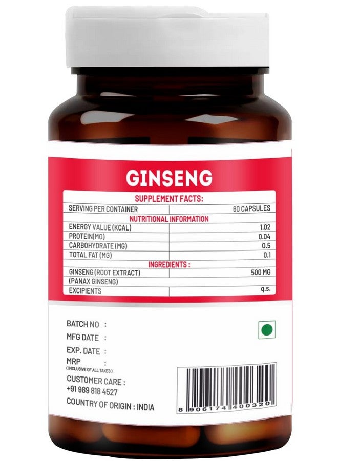 VITAWIN Ginseng Capsules; 500 mg; Ultimate Health & Nutrition Supplements For Rejuvanation, Strength, Stamina & Energy((Pack Of 60 Capsules) - Image 3