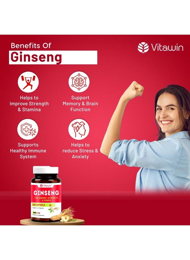VITAWIN Ginseng Capsules; 500 mg; Ultimate Health & Nutrition Supplements For Rejuvanation, Strength, Stamina & Energy((Pack Of 60 Capsules) - Image 5
