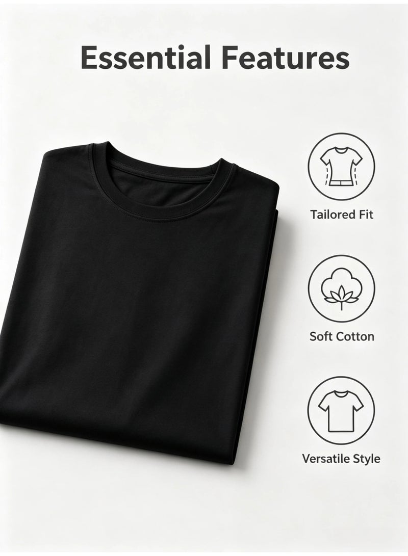 Men's Pure Cotton Printed T-Shirt, Loose Fit, Casual Black - Image 3