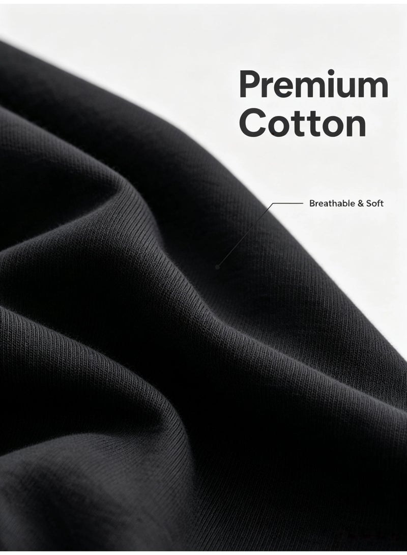 Men's Pure Cotton Printed T-Shirt, Loose Fit, Casual Black - Image 5