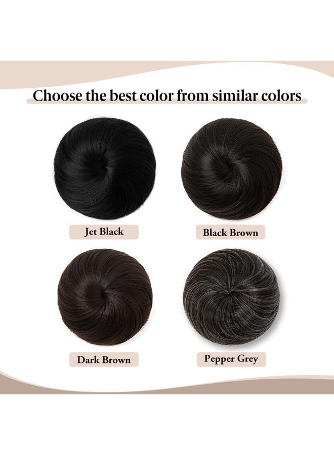 SARLA إكستنشن كعكة شعر بني وأسود مع حبل سحب لكعكات الباليه لقطع الشعر للنساء والفتيات والسيدات، كعكة دونات صناعية - Image 3