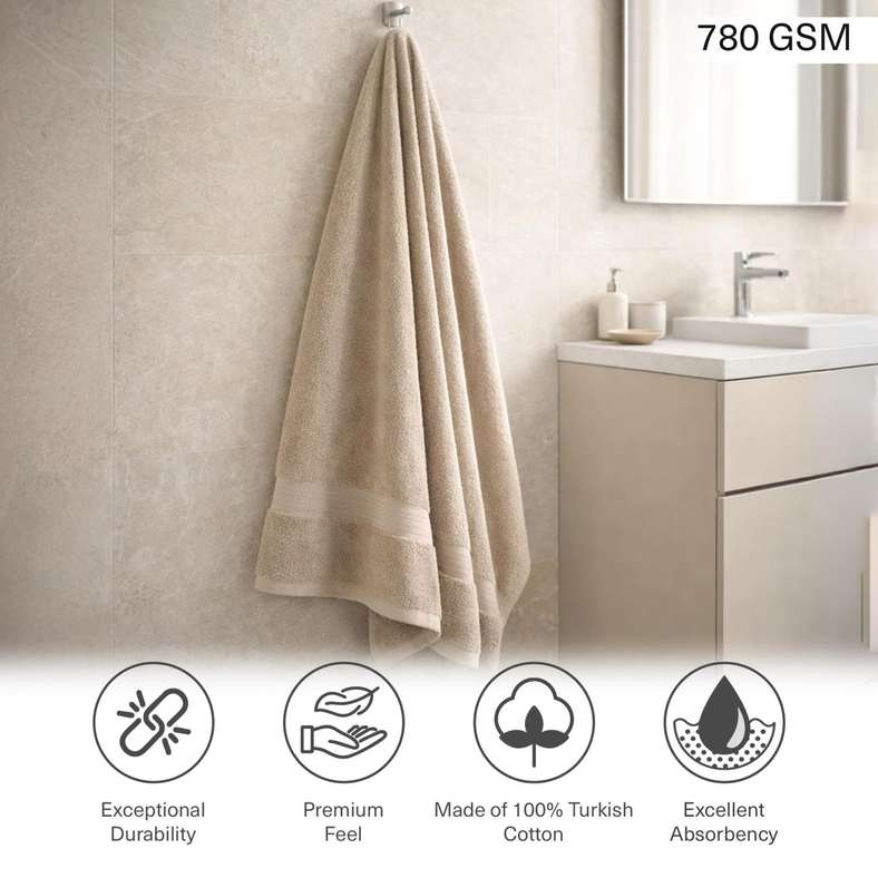 Pan Home Ultra Luxe Turkish Cotton Bath Sheet Sand 90x150 cm - Image 5