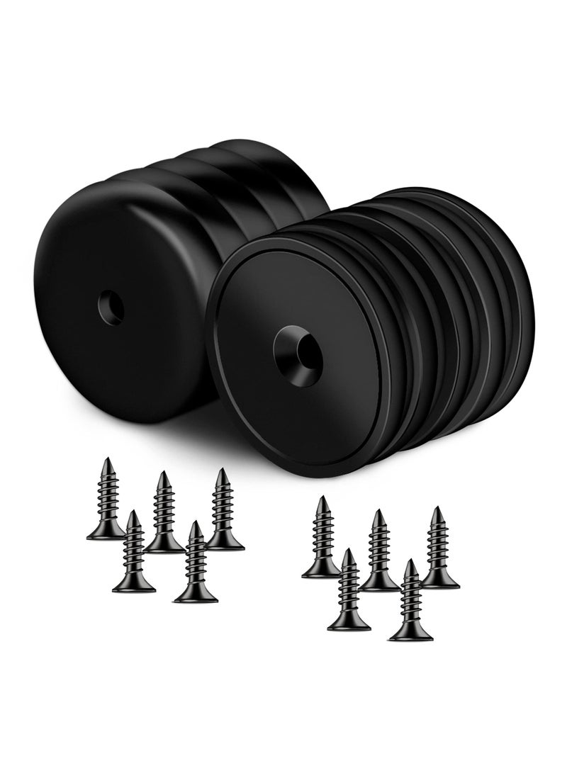 10 Pack Neodymium Round Base Cup Magnets, 30LBS Strong Rare Earth Magnets with Heavy Duty Countersunk Hole and Stainless Screws for Refrigerator, Craft, Home, Office Black - Image 1