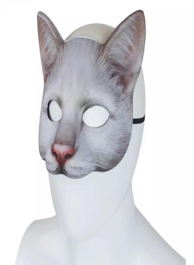 Hosfairy 1Pcs Halloween Half Face Cat Mask Animal Cat Mask for Halloween Christmas Easter Novelty Costume Party Accessory（Style B） - Image 3