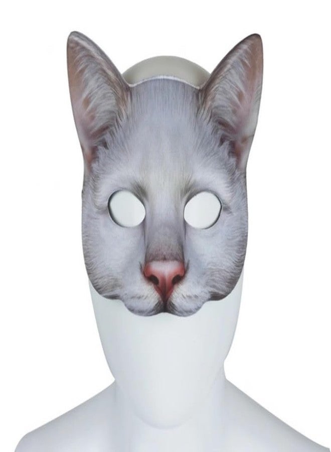Hosfairy 1Pcs Halloween Half Face Cat Mask Animal Cat Mask for Halloween Christmas Easter Novelty Costume Party Accessory（Style B） - Image 4