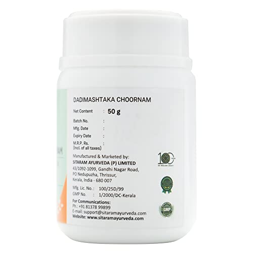 Sitaram Ayurveda Dadimashtaka Choornam | Ayurvedic Digestive Support Powder with Dadima, Jeeraka & Pippali | Supports Gut Comfort, Appetite, Digestion & Bloating Relief | Traditional Herbal Formula | 50 g - Image 3