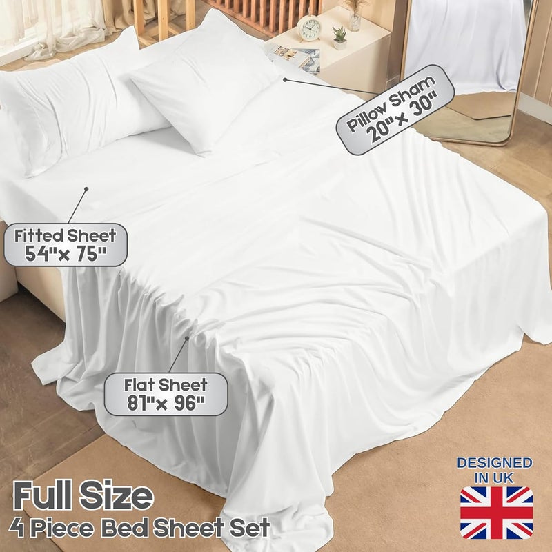FOAM CRAFT Hotel Quality 4 Piece Bed Sheet Set - 100% Cotton Full Size with Deep Pockets - Wrinkle-Free Bedding (White) - Image 2