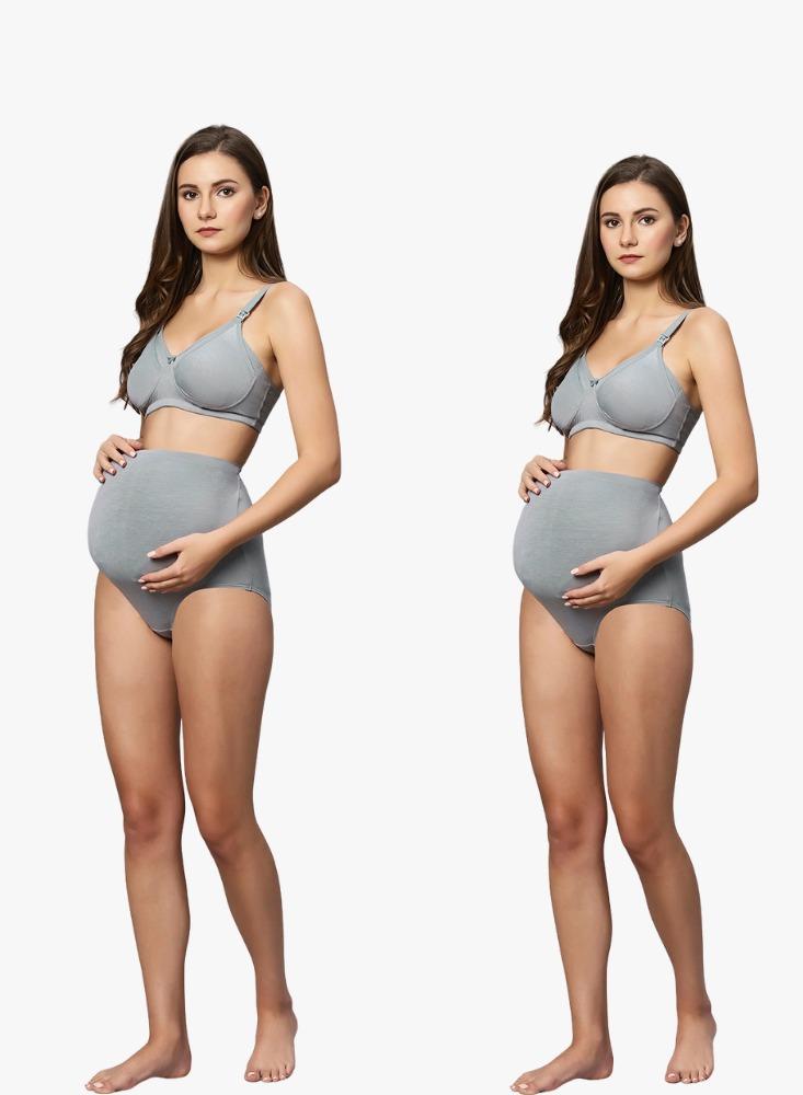 TUMMY Bamboo Cotton Panty Set Full Coverage Nursing Bra for Postpartum, Pregnancy & Breastfeeding || Comfortable Underwear for Women Belly Support - Image 1