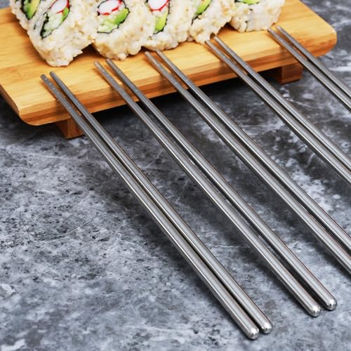 Joyce Chen Reusable Stainless Steel Metal Chopsticks Set, 5 Pair Set - Image 5
