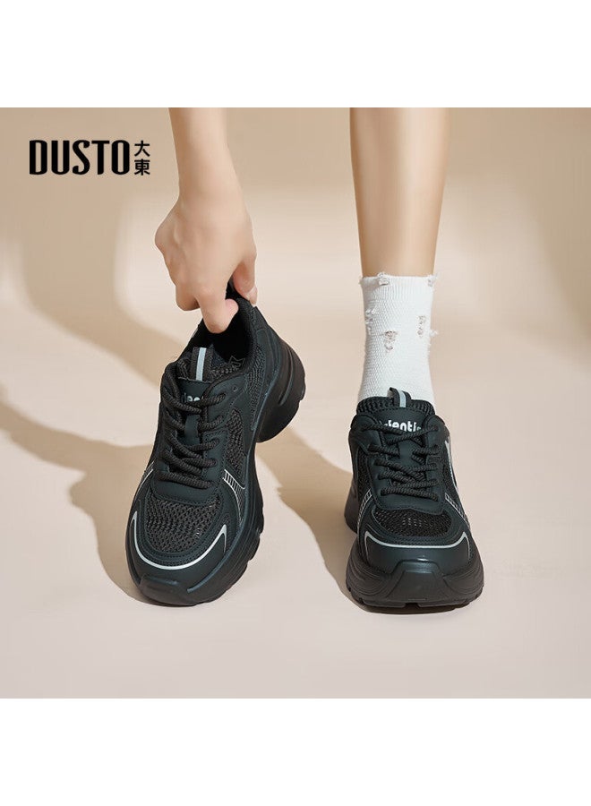 DUSTO Da Dong Women's Shoes Autumn New Fashion Simple Mesh Splice Lace-up Round Toe Casual Shoes 0303 - Image 4