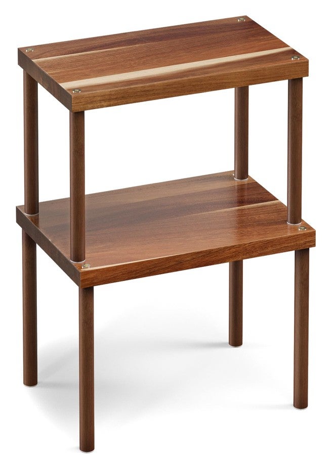VERTORGAN Cabinet Organizer Shelf(Set of 2),Kitchen Counter Shelves,Acacia Wood Spice Rack Countertop and Cabinet,Stackable Expandable,Medium - Image 1