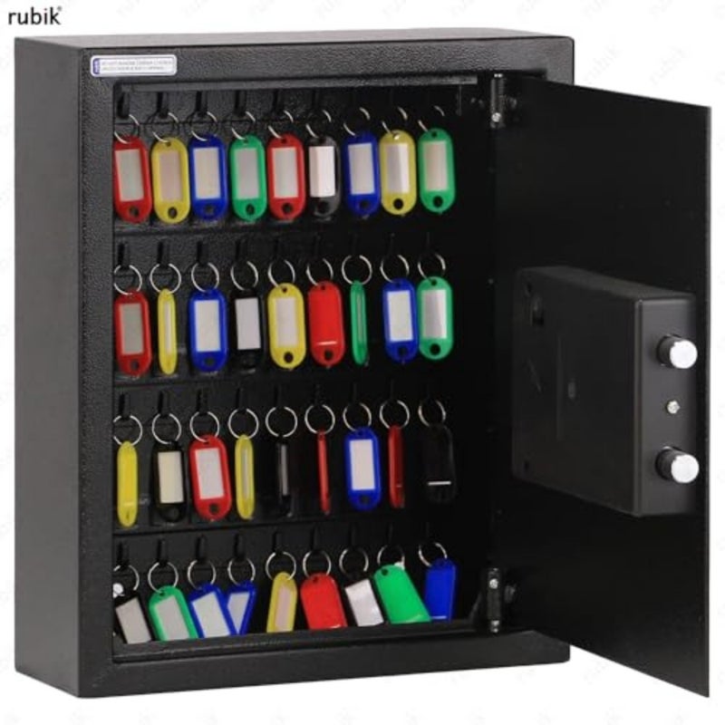 40Keys Metal Storage Safe Box Cabinet with Key and Digital Pin Code Lock, Wall Mounted For Hotels Realestate Warehouse Schools Universities Business Black, 40 Keys Capacity - Image 2