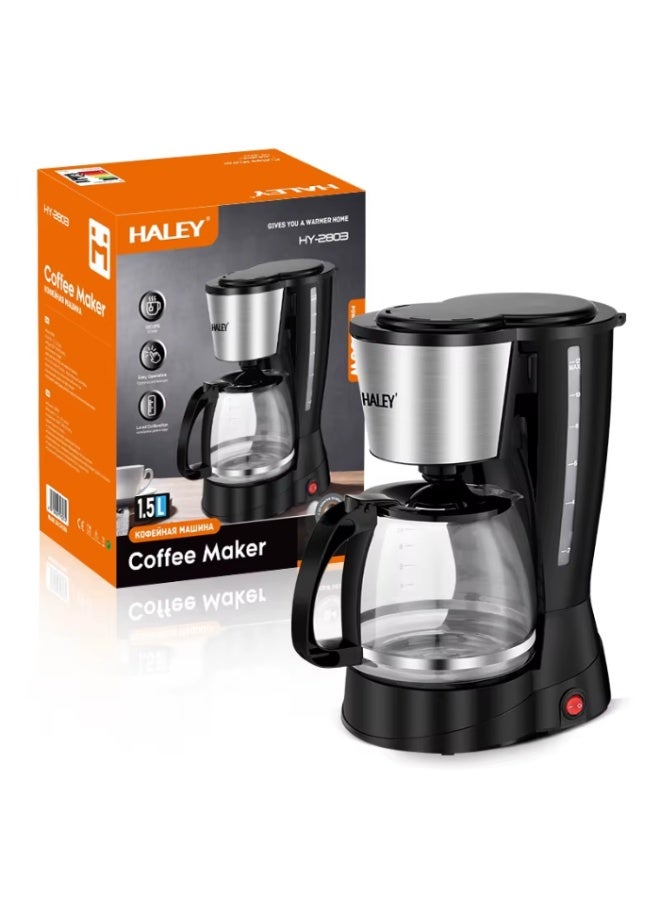 Haley Home Convenient 1.5L 10 Cups Electric Drip Coffee Machine for Home Use with clear Water Level Indicator - Image 2