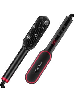 miropure MiroPure Hair Straightener Brush Hair Straightener Comb 2in1 Ionic Straightening Brush with LCD Display 13 Temperature Settings 30s Fast Even Heating Dual Voltage AntiScald 
