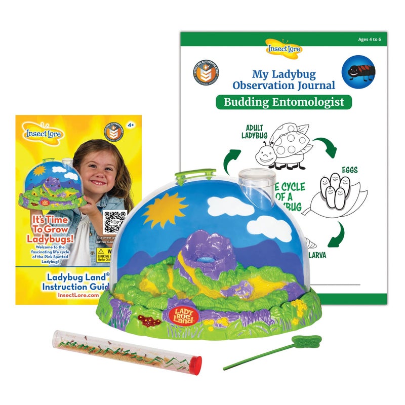 Insect Lore Live Ladybug Growing Kit | Ladybug Land Habitat | 10-15 Live Pink Spotted Ladybug Larvae Included - Image 1