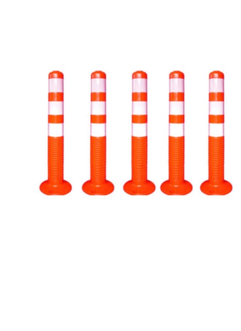Screw Fixed Parking Post 75 CM RED High Grade PVC Material With 3 White Reflective Tapes Premium Quality Easy To Install With Our Installation Kit And Manual Pack Of 5