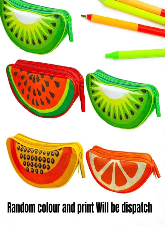 Tera13 TERA 13 Fruit Shape Pouch for Stationery and Art Supplies, Birthday Return Gift, School Pencil Pouch for Kids, Medium Size Semi Circle Statinery Case, Kanjak Return Gift for Kids (6 Pcs) - Image 2