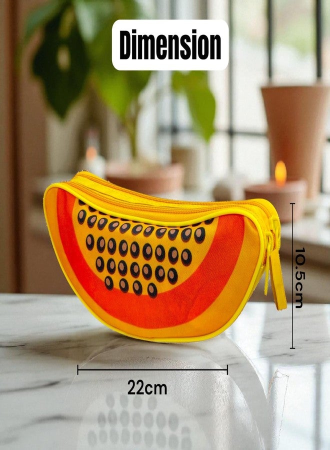 Tera13 TERA 13 Fruit Shape Pouch for Stationery and Art Supplies, Birthday Return Gift, School Pencil Pouch for Kids, Medium Size Semi Circle Statinery Case, Kanjak Return Gift for Kids (6 Pcs) - Image 3