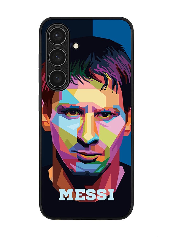 Stylizedd Rugged Black edge case for Samsung Galaxy S24 FE, Slim fit Soft Case Flexible Rubber Edges Anti Drop TPU Gel Thin Cover -  Poly Messi - Image 1
