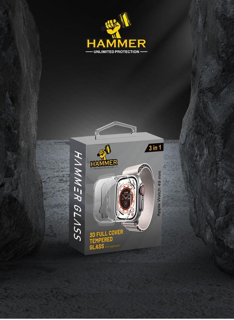 Hammer Apple Watch 49mm 3 in 1 Full Protection Easy to Install Transparent - Image 1