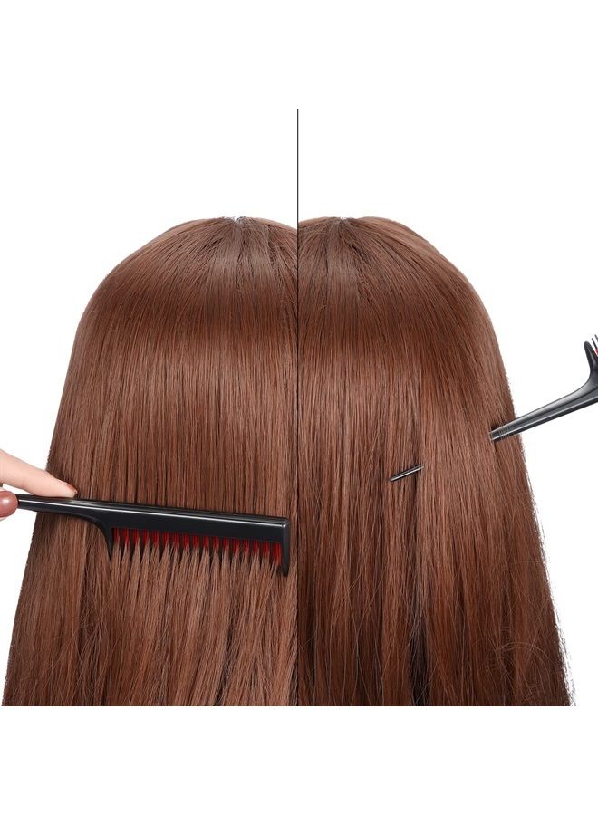 Leinuosen 3 Piece Triple Teasing Comb, Rat Tail Combs for Women, Tool Structure Tease Layers Rattail Comb, Rat Tail Comb for Back Combing Root Teasing, Adding Volume, Evening Styling (Black and Red) - Image 3