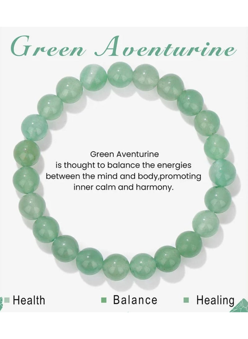 8mm Natural Stone Bracelet Elastic Beads Handmade Bracelets Inspirational Gifts with Message Card