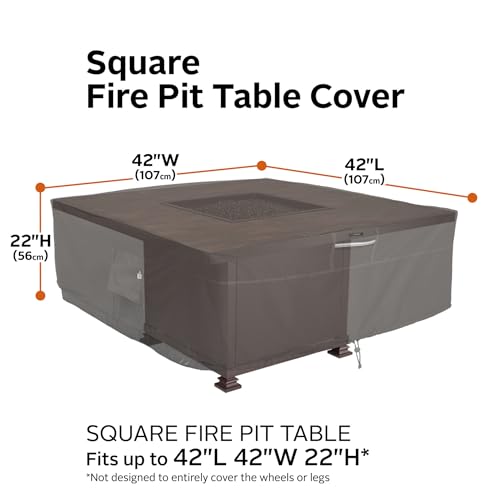 Classic Accessories Ravenna Water-Resistant 42 Inch Square Fire Pit Table Cover, Outdoor Table Cover - Image 3