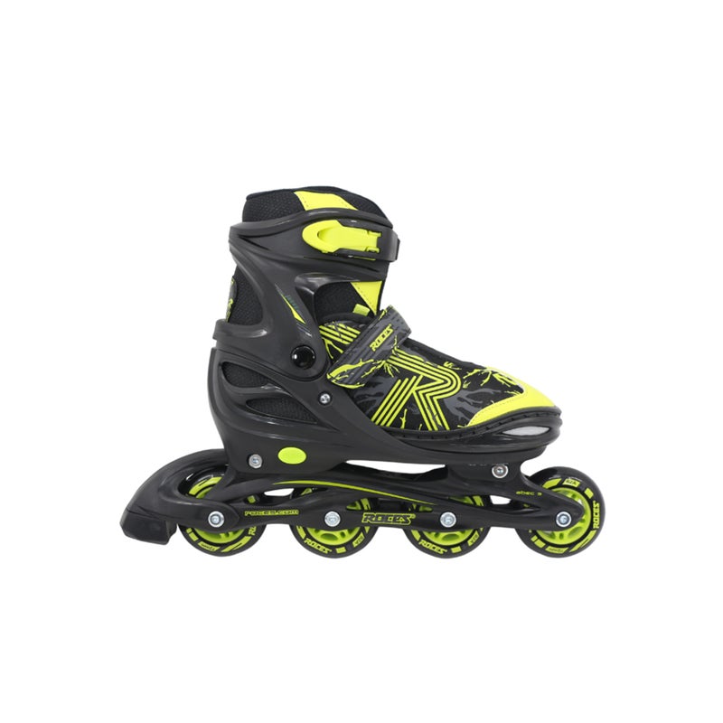 Roces JOKEY Inline Skates for Kids – Black/Lime EU 34–37 | Adjustable Roller Skates with Anatomical Padding, ABEC 3 Bearings & 70mm 82A Wheels (400845/00003-34)