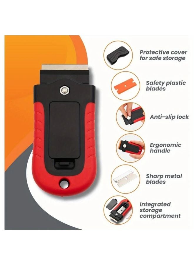 1 Set 2 in 1 Plastic Scraper Tool Non Scratch with 5 Plastic and 5 Metal Blades for Hobs Worktop Oven - Image 3