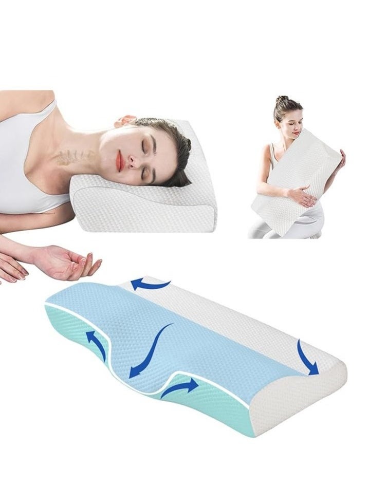 Monda Memory Foam Pillow Anti-Snore Pillows Ergonomic Orthopedic Pillow for Neck Support and Shoulder Pain Relief Side Sleeper Contour Pillow with Washable Cover  - Image 1