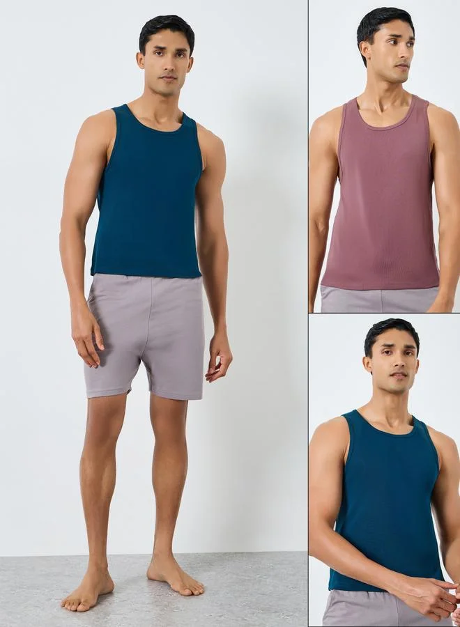Styli Pack of 2 - Men Cotton Ribbed Vest