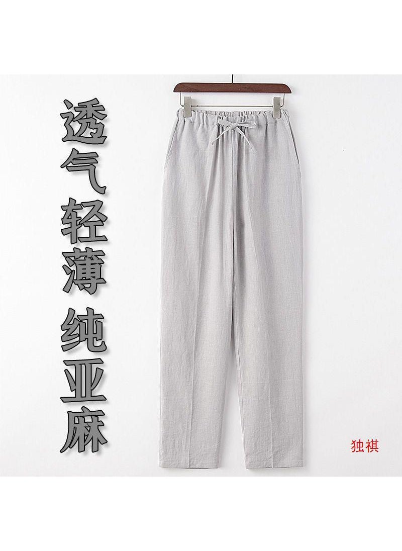 Generic - Mens Linen Pants Summer Casual Straight-Leg navy blue - Image 1