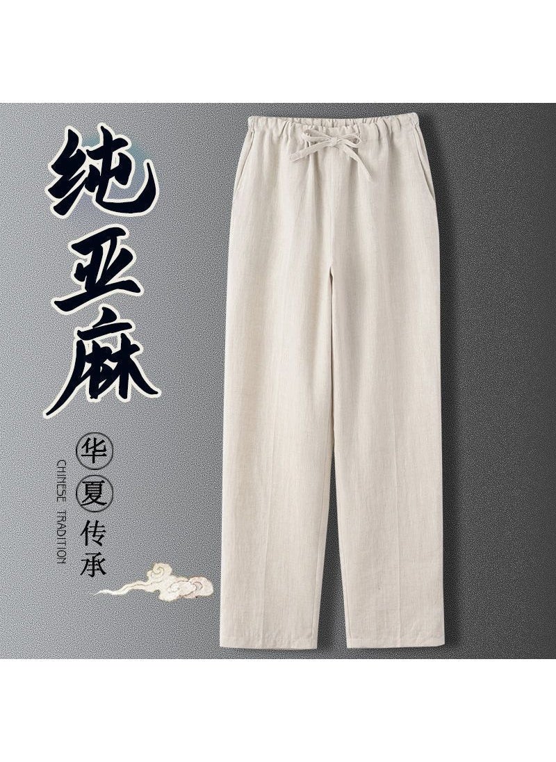 Generic - Mens Linen Pants Summer Casual Straight-Leg navy blue - Image 1